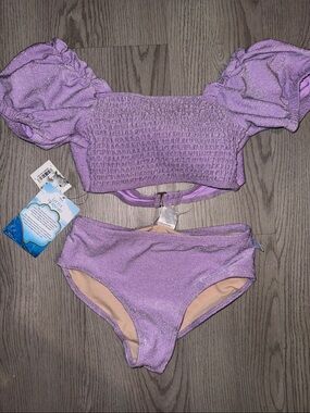 Disney Girls Lavender Shimmer Two-Piece Bikini